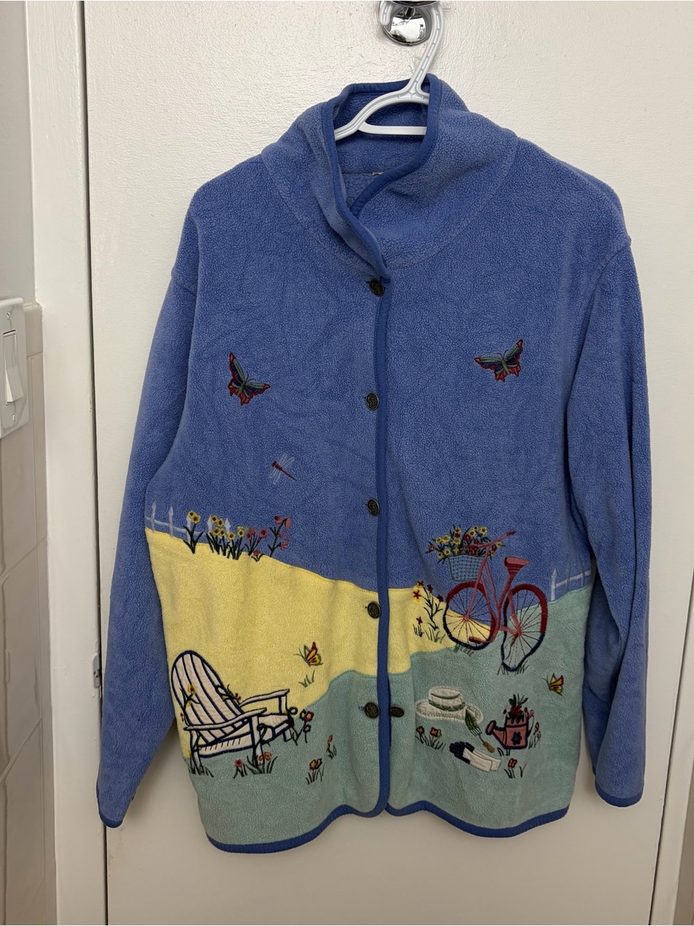 VTG Northern Reflections Embroidered Sweater Jacket Butterfly Coastal Women’s XL